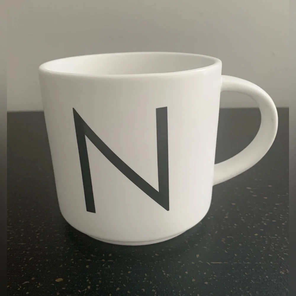 Pottery Barn Mason Stackable Alpha Mug White with Back N NWOT